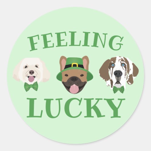 Feeling Lucky St Patricks Dag Hond Gezichten Ronde Sticker (Voorkant)