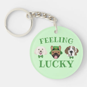 Feeling Lucky St Patricks Dag Hond Gezichten Sleutelhanger