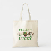 Feeling Lucky St Patricks Dag Hond Gezichten Tote Bag (Achterkant)