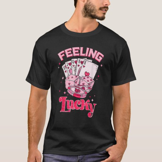 Feeling Lucky Valentine Pocket Xoxo Lucky Valentin T-shirt (Voorkant)