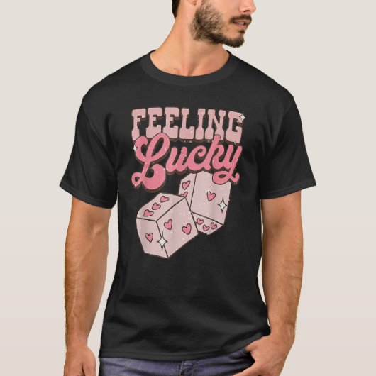 Feeling Lucky Valentines Day Cute Hearts Girls Boy T-shirt (Voorkant)
