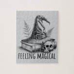 Feeling Magical Witches Spell Book and Skull Legpuzzel<br><div class="desc">You look familiar black cat Halloween design with a magical witches hat is part of a collection and is available in more styles</div>