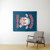 Feeling Moo-dy | Kute Cartoon Koe Citaat Tapestry Wandkleed (In Situ (horizontaal))