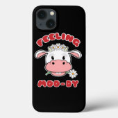 Feeling Moo-dy | Kute Cartoon Koe Quote Case-Mate iPhone Case (Achterkant)