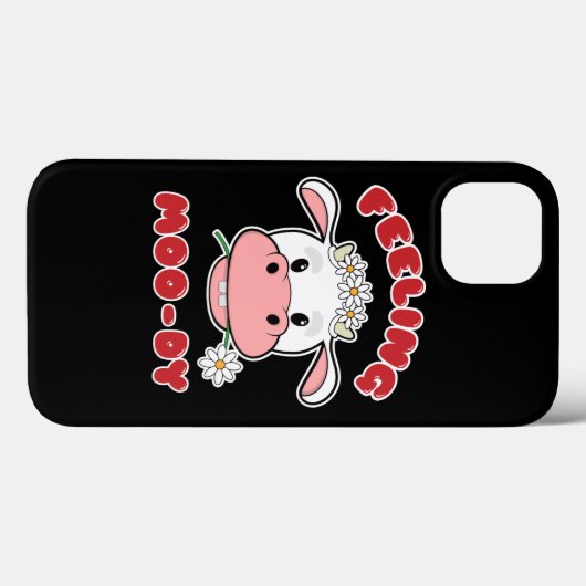 Feeling Moo-dy | Kute Cartoon Koe Quote Case-Mate iPhone Case (Achterkant (horizontaal))
