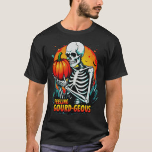 'Feeling pompoen-geous' Skeleton Hand Halloween T- T-shirt