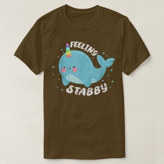 Feeling Stabby Unicorn Narwhal Whale Kawaii Distre T-shirt (Design voorkant)