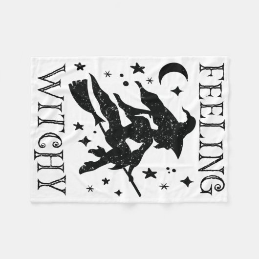 Feeling Witchy Funny Halloween Witch Vibes Kinda N Fleece Deken (Voorkant (Horizontaal))