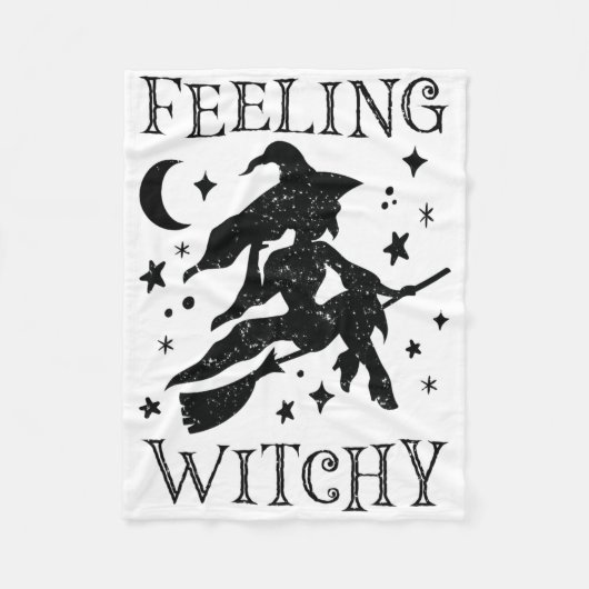Feeling Witchy Funny Halloween Witch Vibes Kinda N Fleece Deken (Voorkant)