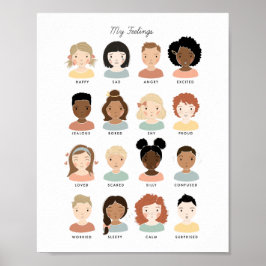 Feelings Emoties Chart Classroom Playroom Art Poster