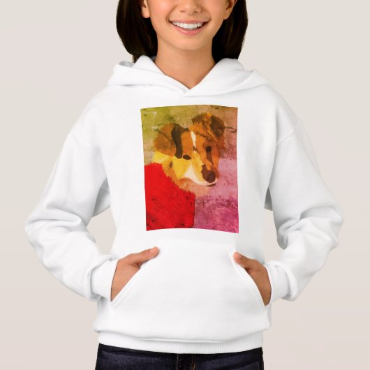 Fee's Handgeschilderde Hond Portret Hoodie (Voorkant)