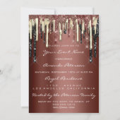 Feest 16e Brown Brown Glitter Drips Kaart (Achterkant)