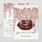 Feest 16e Rode Kus Lippen Roos Glitter Wit Bruin Kaart (Voorkant / Achterkant)