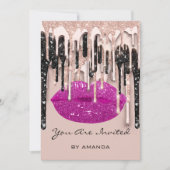 Feest 16e Rode Kus Lippen Roos Glitters Druppels B Kaart (Voorkant)