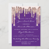 Feest 16e Rode Kus Lippen Roos Glitters Purper Kaart (Achterkant)