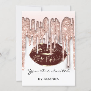 Feest 16e Rode Kus Lippen Roos Glitters Wit Bruin Kaart