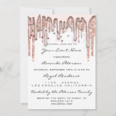 Feest 16e Rode Kus Lippen Roos Glitters Wit Roze Kaart (Achterkant)