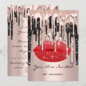 Feest 16e Rode Lippen Kus Roos Glitters Druppels R Kaart (Voorkant / Achterkant)