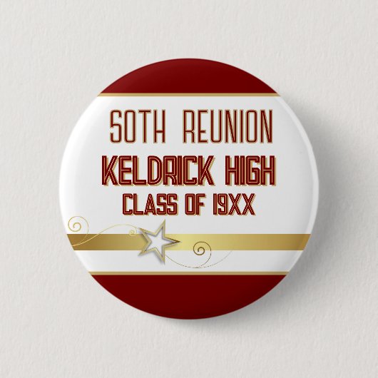 Feest! 50e klasreünie aangepast  ronde button 5,7 cm (Voorkant)