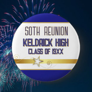 Feest! 50ste klasreünie aangepast  ronde button 5,7 cm