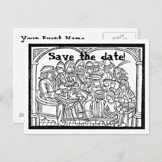 Feest - aanpasbaar save the date briefkaart (Voorkant / Achterkant)