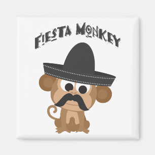 Feest aap met een snor en Mexicaanse sombrero Magneet