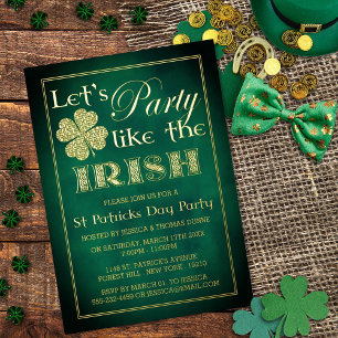 Feest als de Ieren St. Patrick's Day Feest Echt Folie Uitnodiging