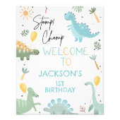 Feest als Dinosaurus 1e Verjaardag Welkomstbord Foto Afdruk (Voorkant)