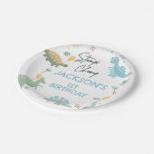 Feest als Dinosaurus 1e Verjaardag Welkomstbord Papieren Bordje (Gekanteld)