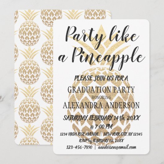 Feest als een ananas 2019 Graduation Party Kaart (Voorkant / Achterkant)