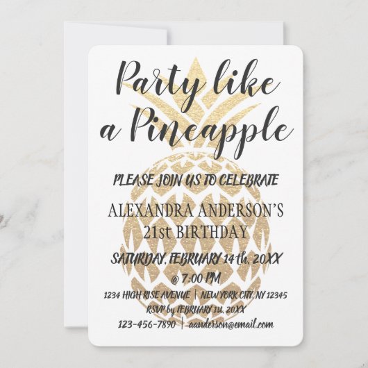 Feest als een ananas 21e verjaardag uitnodiging (Voorkant)