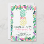 Feest als een ananas tropische bloemen verjaardag kaart (Voorkant)