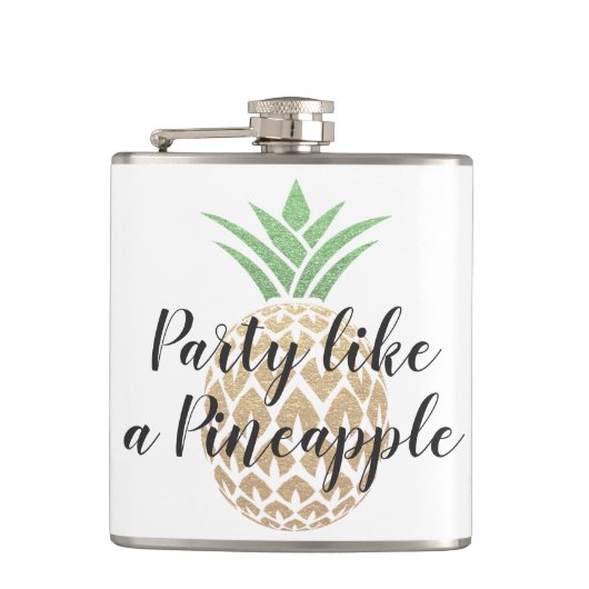 Feest als een ananas verjaardag of bruiloft heupfles (Voorkant)