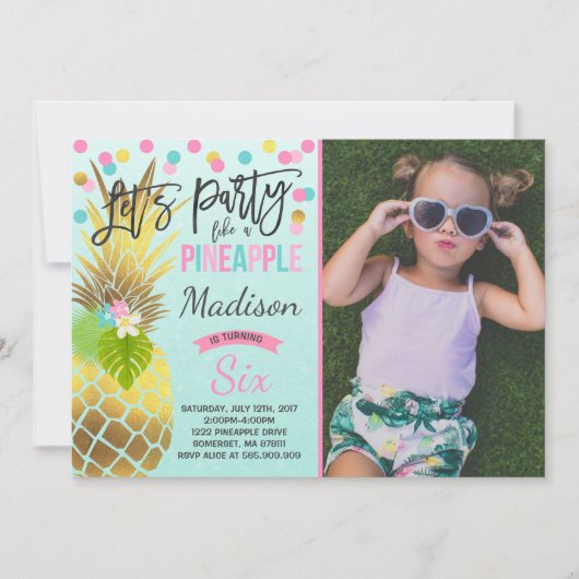 Feest als een ananas verjaardag uitnodiging (Voorkant)