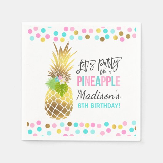 Feest als een ananas verjaardagsfeestje servet (Voorkant)