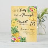 Feest als een ananas verjaardagsuitnodiging kaart (Staand voorkant)