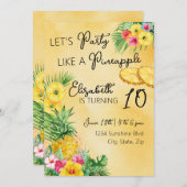 Feest als een ananas verjaardagsuitnodiging kaart (Voorkant / Achterkant)