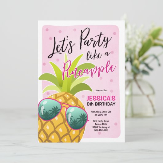 Feest als een ananas verjaardagsuitnodiging Tropic Kaart (Staand voorkant)