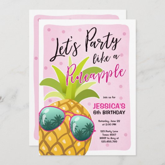Feest als een ananas verjaardagsuitnodiging Tropic Kaart (Voorkant / Achterkant)