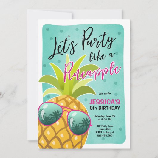Feest als een ananas verjaardagsuitnodiging Tropic Kaart (Voorkant)