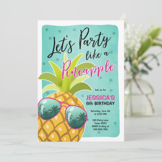 Feest als een ananas verjaardagsuitnodiging Tropic Kaart (Staand voorkant)