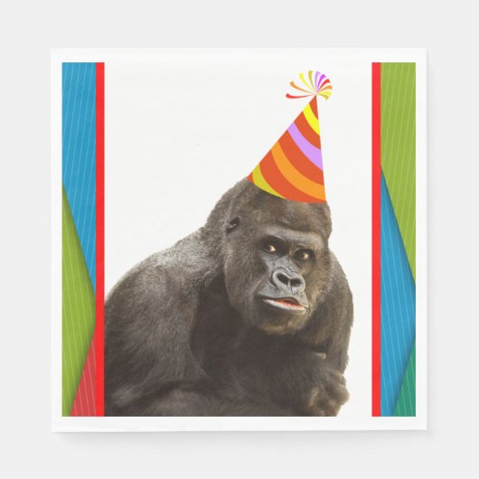 Feest als een dierengorilla met de verjaardag van servet (Voorkant)
