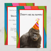 Feest als een dierengorilla met Pet Verjaardag V2 Kaart (Voorkant / Achterkant)