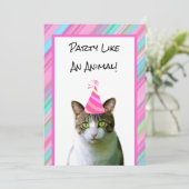Feest als een dierenkat met feestverjaardag van he kaart (Staand voorkant)