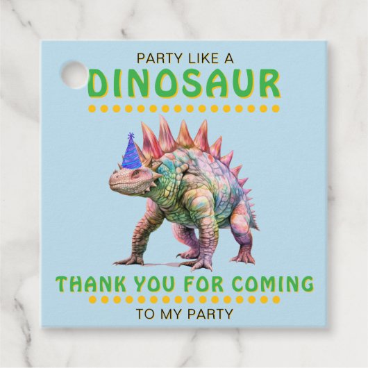 Feest als een dinosaurus Dank u gepersonaliseerd Bedankjes Labels (Voorkant)