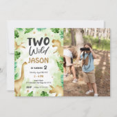 Feest als een dinosaurus, Dinosaurus Verjaardag Fo Kaart (Voorkant)