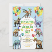 Feest als een dinosaurus Fun & Schattigee ballonne Kaart (Voorkant)