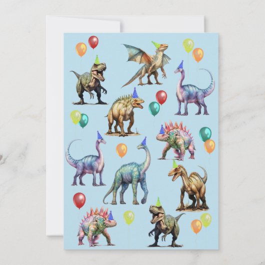 Feest als een dinosaurus Fun & Schattigee ballonne Kaart (Achterkant)