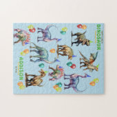 Feest als een dinosaurus gepersonaliseerd verjaard legpuzzel (Horizontaal)