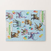 Feest als een dinosaurus gepersonaliseerd verjaard legpuzzel (Horizontaal)